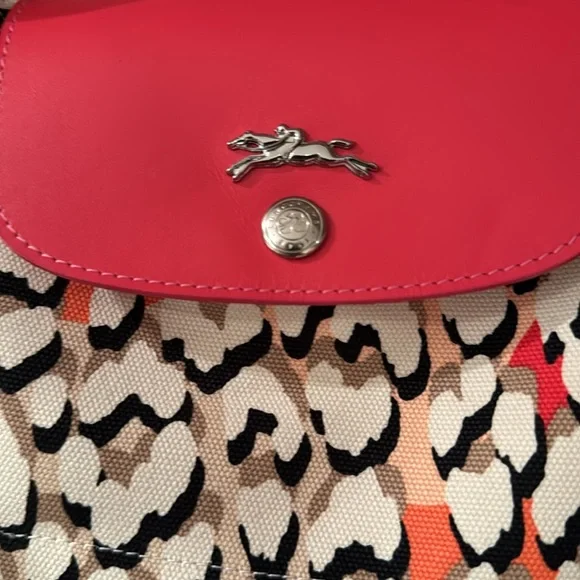 Longchamp Coral Le Pliage Panther Bag Large. Limited Edition. EUC / NWOT. - Picture 4 of 5